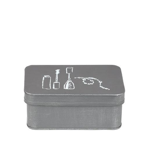 Make-Up opbergkist Antiek Grijs Metaal - 21x15x9 cm-Opbergdozen en manden-LABEL51