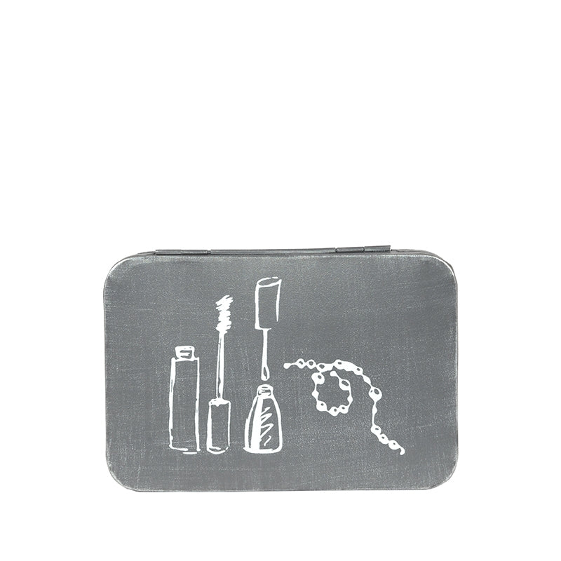 Make-Up opbergkist Antiek Grijs Metaal - 21x15x9 cm-Opbergdozen en manden-LABEL51