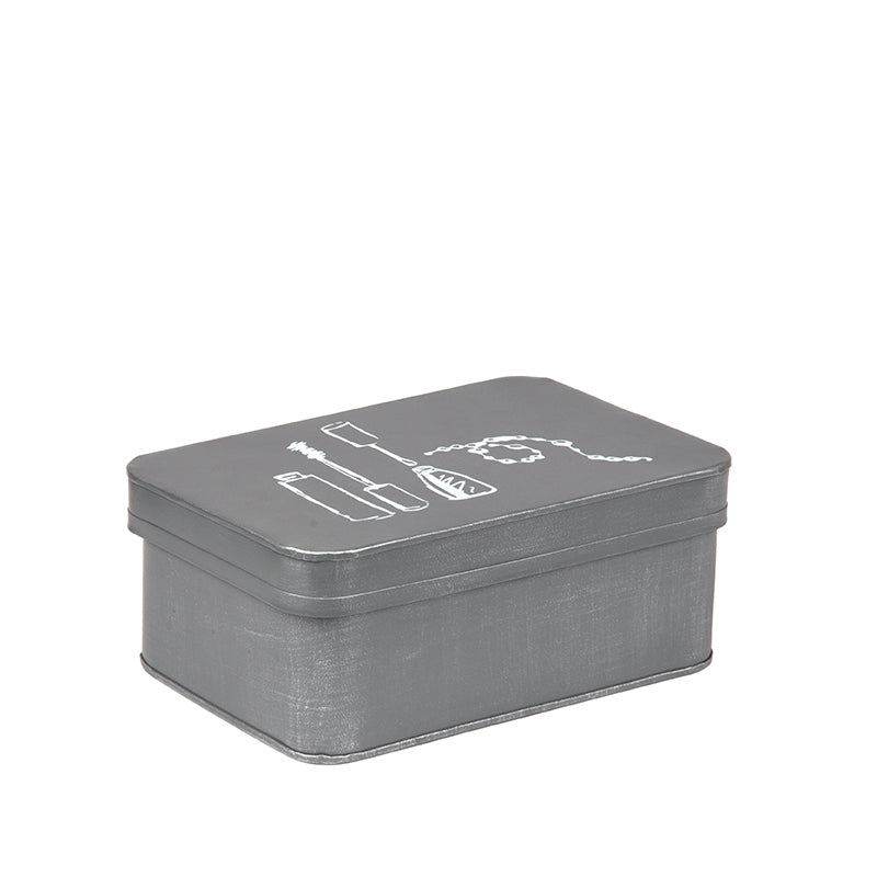 Make-Up opbergkist Antiek Grijs Metaal - 21x15x9 cm-Opbergdozen en manden-LABEL51