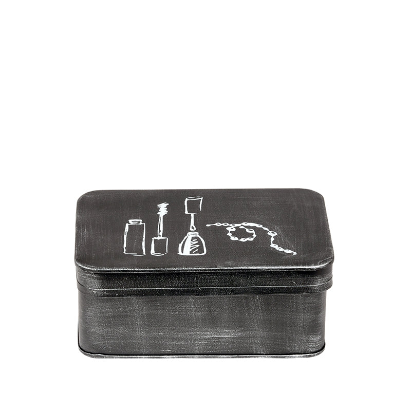 Make-Up opbergkist Antiek Zwart Metaal - 21x15x9 cm-Opbergdozen en manden-LABEL51