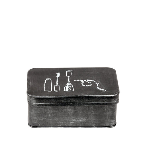 Make-Up opbergkist Antiek Zwart Metaal - 21x15x9 cm-Opbergdozen en manden-LABEL51