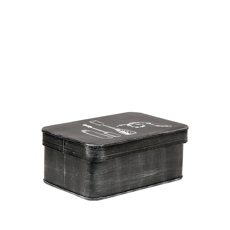 Make-Up opbergkist Antiek Zwart Metaal - 21x15x9 cm-Opbergdozen en manden-LABEL51