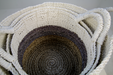 Mandenset Malibu - naturel/paars/wit - raffia/zeegras - set van 3-Decoratieve manden-HSM Collection