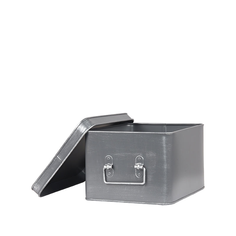 Media Opbergkist Antiek Grijs Metaal L 27x21x16 cm-Opbergdozen en manden-LABEL51