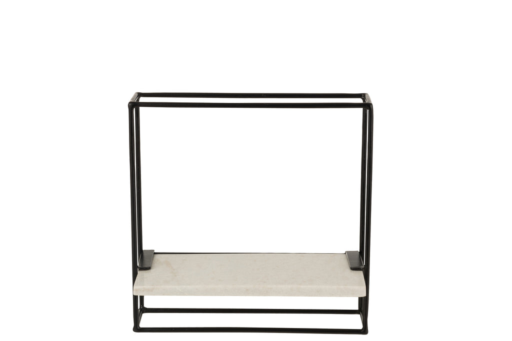 Muurrek 1plank ijzer/marmer zwart/wit small-Wandplanken-J-Line