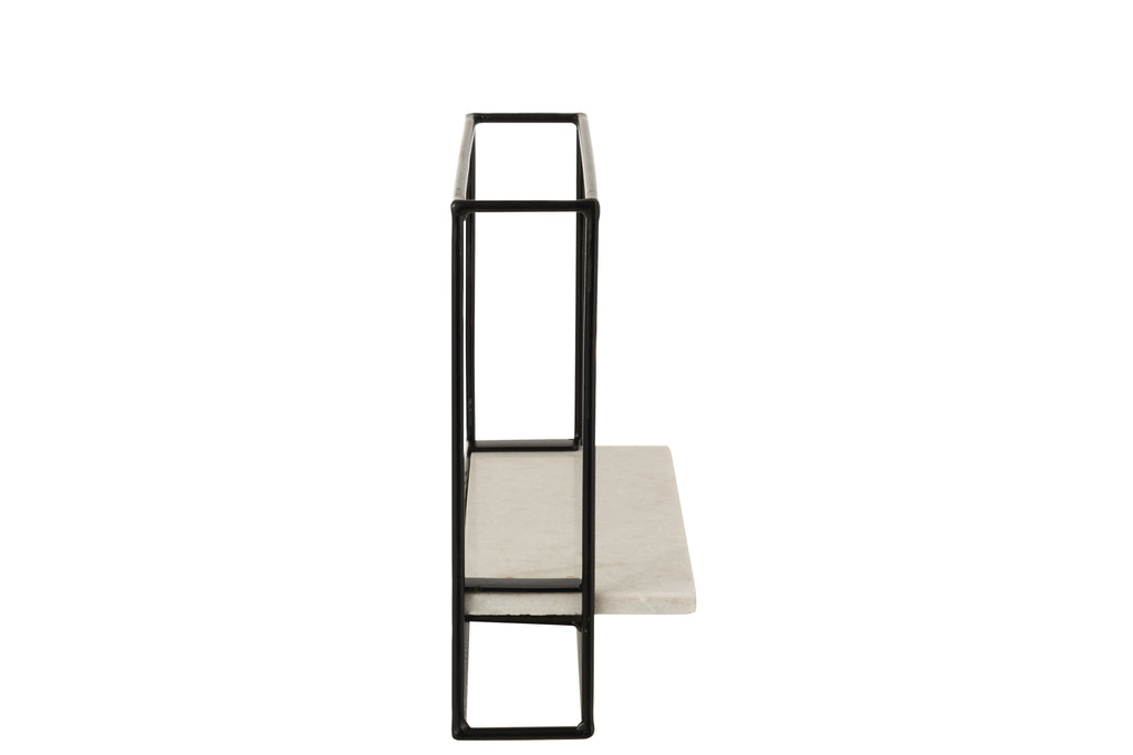 Muurrek 1plank ijzer/marmer zwart/wit small-Wandplanken-J-Line