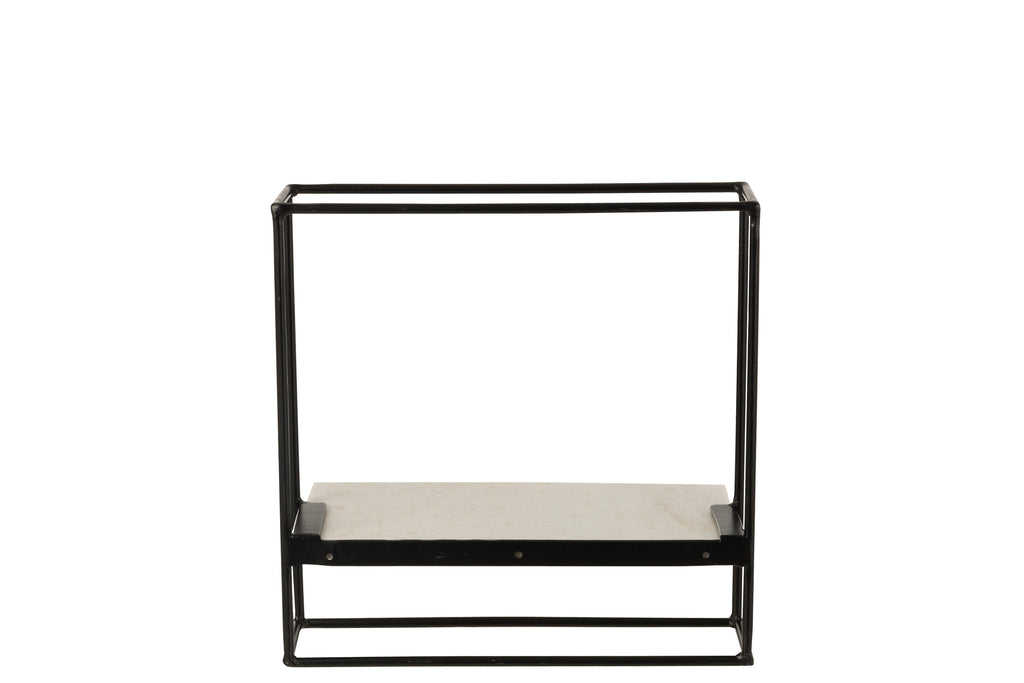 Muurrek 1plank ijzer/marmer zwart/wit small-Wandplanken-J-Line