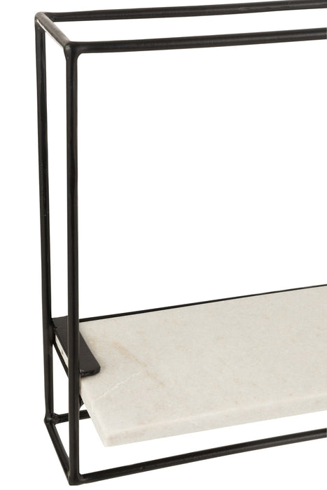 Muurrek 1plank ijzer/marmer zwart/wit small-Wandplanken-J-Line