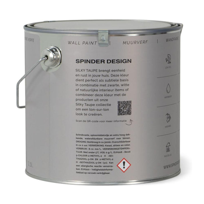 Muurverf WALL PAINT Silky Taupe 16.7x16.7x15.7cm Spinder Design-Wanddecoratie-Spinder