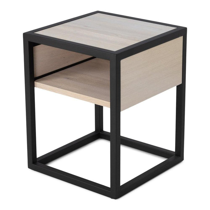 Nachtkastje DIVA Eiken White Sand Zwart 40x40x50cm Spinder Design-Bijzettafels-Spinder