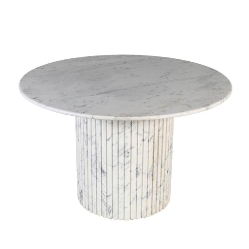 Neelim Wit Marmer Eettafel Ribbed Base Rond-Eettafels-PTMD