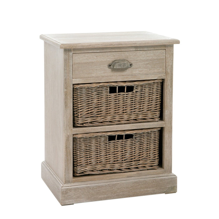 Nighttable 2 Basket 1 Draw Wd Grey W 36x64x49-Bijzettafels-J-Line