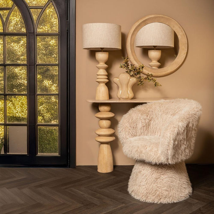 Noam Naturel Mangohout Rond Spiegel S-Spiegels-PTMD