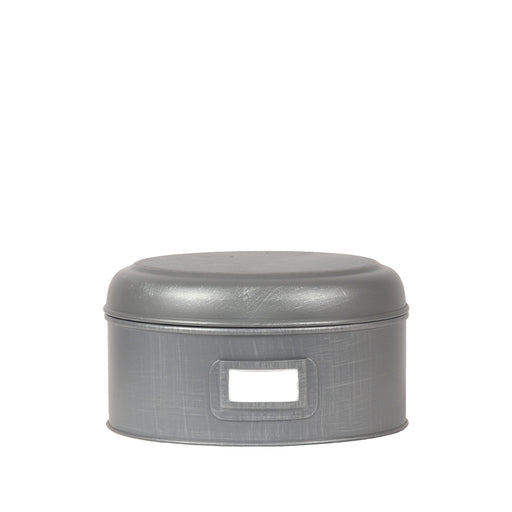 Opbergblik Antiek Grijs Metaal L 22x22x12 cm-Opbergdozen en manden-LABEL51