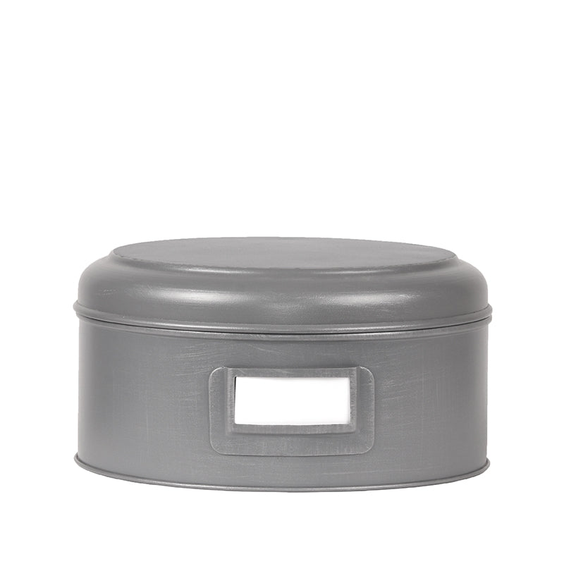 Opbergblik Antiek Grijs Metaal XL 25x25x13 cm-Opbergdozen en manden-LABEL51
