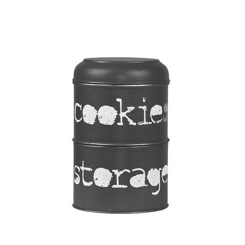 Opbergblik Antiek Zwart Metaal 17x17x27 cm-Opbergdozen en manden-LABEL51