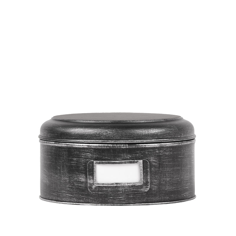 Opbergblik Antiek Zwart Metaal XL 25x25x13 cm-Opbergdozen en manden-LABEL51