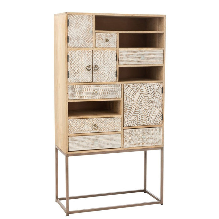 Opbergkast Beige Mangohout hout 38x84 cm-Opbergkasten-J-Line