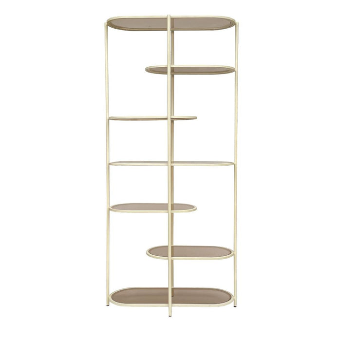 Opbergkast Brix Eettafel Glas Crème wit 85x35x190 cm-Opbergkasten-Livingfurn