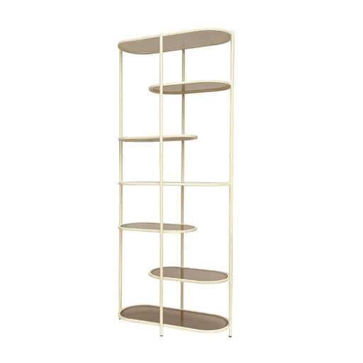 Opbergkast Brix Eettafel Glas Crème wit 85x35x190 cm-Opbergkasten-Livingfurn