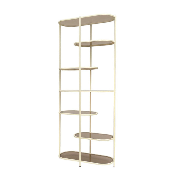 Opbergkast Brix Eettafel Glas Crème wit 85x35x190 cm-Opbergkasten-Livingfurn