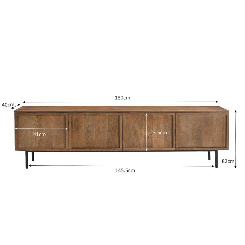 Opbergkast Elan Mangohout Naturel hout 40x180x50 cm-TV-meubels-Livingfurn