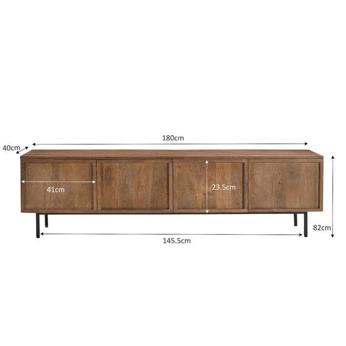 Opbergkast Elan Mangohout Naturel hout 40x180x50 cm-TV-meubels-Livingfurn