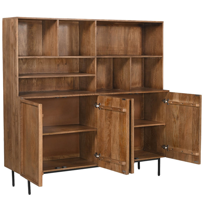 Opbergkast Elan Mangohout Naturel hout 45x180x172 cm-Opbergkasten-Livingfurn