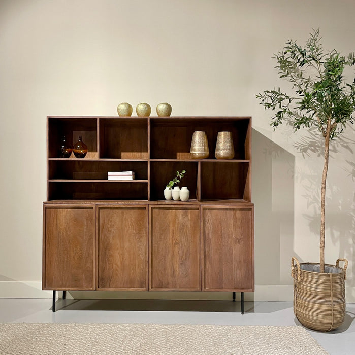Opbergkast Elan Mangohout Naturel hout 45x180x172 cm-Opbergkasten-Livingfurn