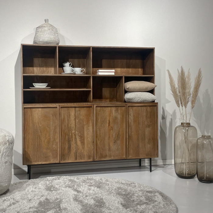 Opbergkast Elan Mangohout Naturel hout 45x180x172 cm-Opbergkasten-Livingfurn
