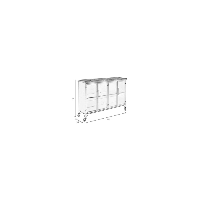 Opbergkast Ferre Low Fir veneer, Metaal Zwart 120x35 cm