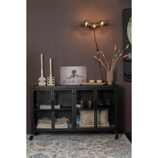 Opbergkast Ferre Low Fir veneer, Metaal Zwart 120x35 cm-Opbergkasten-Creating Home
