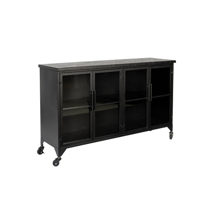Opbergkast Ferre Low Fir veneer, Metaal Zwart 120x35 cm-Opbergkasten-Creating Home