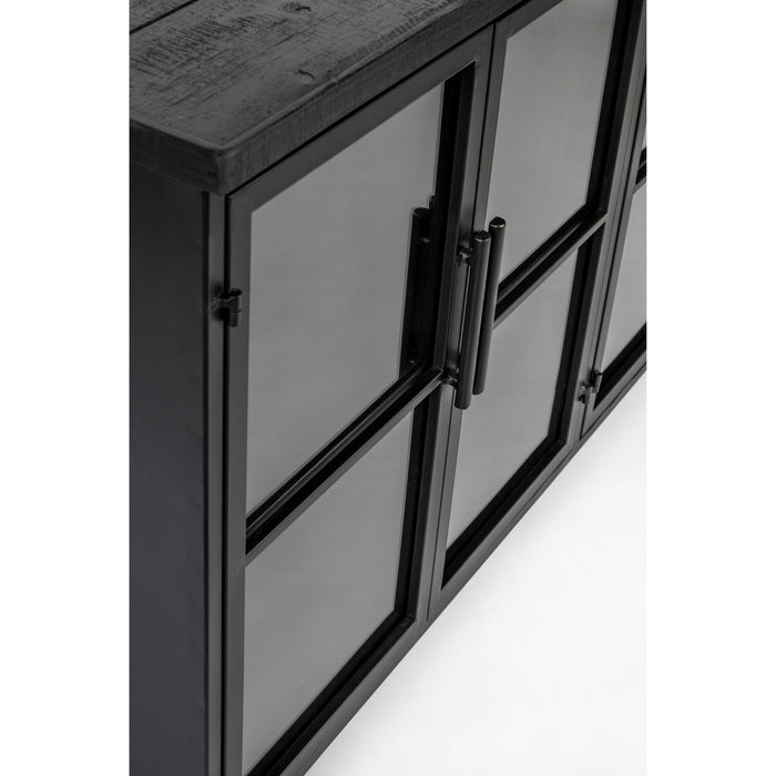 Opbergkast Ferre Low Fir veneer, Metaal Zwart 120x35 cm-Opbergkasten-Creating Home