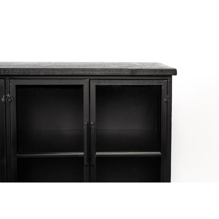 Opbergkast Ferre Low Fir veneer, Metaal Zwart 120x35 cm