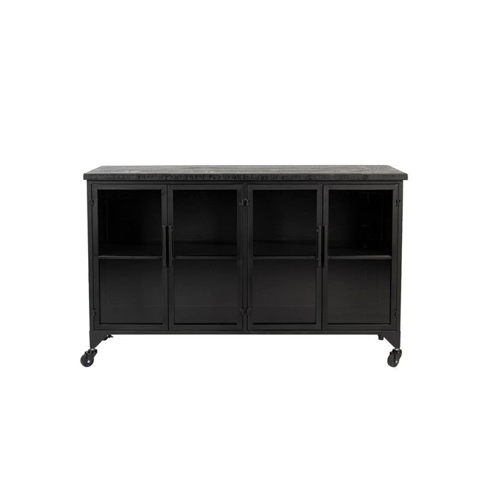 Opbergkast Ferre Low Fir veneer, Metaal Zwart 120x35 cm-Opbergkasten-Creating Home