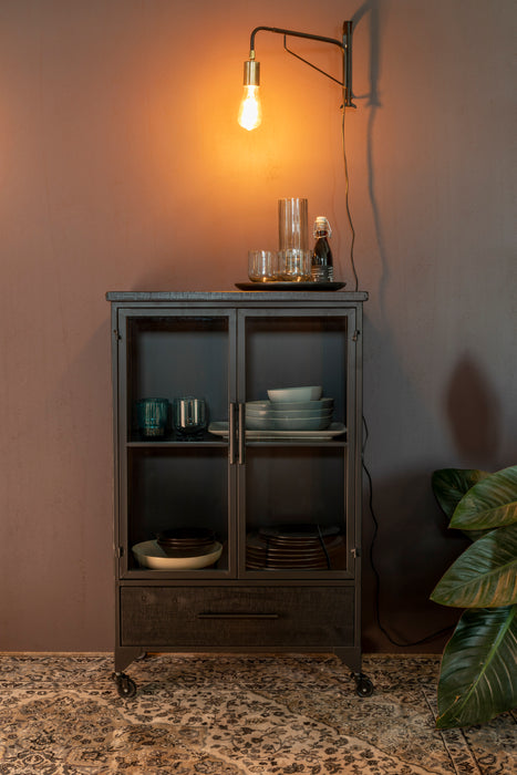 Opbergkast Ferre M Fir veneer, Metaal Zwart 35x65 cm-Opbergkasten-Creating Home
