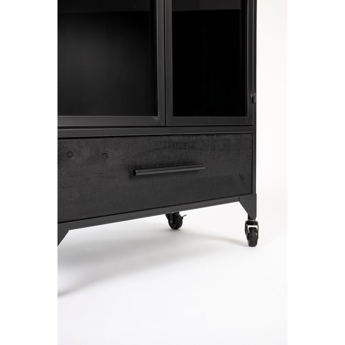Opbergkast Ferre M Fir veneer, Metaal Zwart 35x65 cm