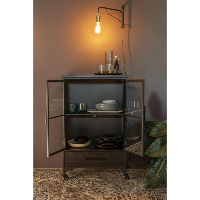 Opbergkast Ferre M Fir veneer, Metaal Zwart 35x65 cm-Opbergkasten-Creating Home