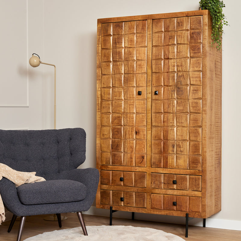 Opbergkast Kabinet Brandy 2 deuren 4 lades 100x40x180 cm-Opbergkasten-Starfurn
