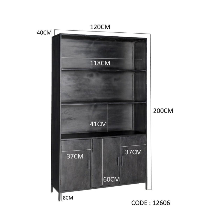 Opbergkast Kala Mangohout Zwart 120x40x200 cm-Opbergkasten-Livingfurn