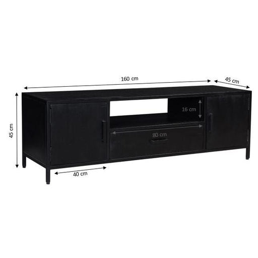 Opbergkast Kala Mangohout Zwart 160x45x45 cm-TV-meubels-Livingfurn