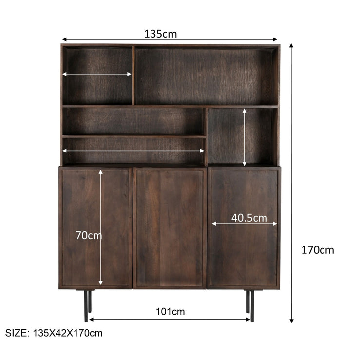 Opbergkast Kast Elan Mangohout Bruin 45x135x170 cm-Opbergkasten-Livingfurn