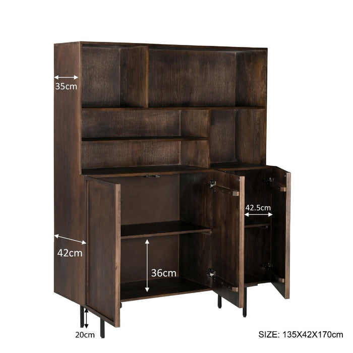 Opbergkast Kast Elan Mangohout Bruin 45x135x170 cm-Opbergkasten-Livingfurn