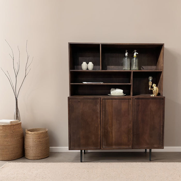 Opbergkast Kast Elan Mangohout Bruin 45x135x170 cm-Opbergkasten-Livingfurn