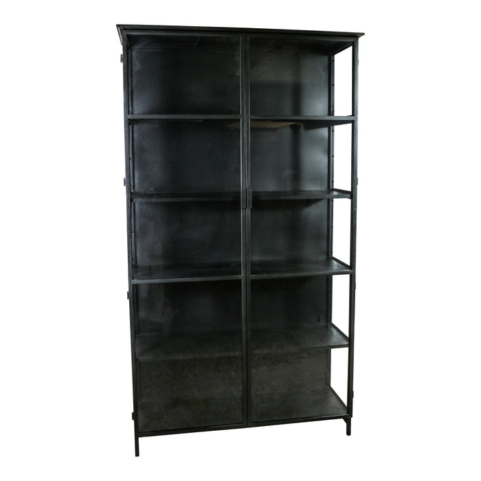 Opbergkast Kast Elina Glas Zwart-Opbergkasten-PTMD