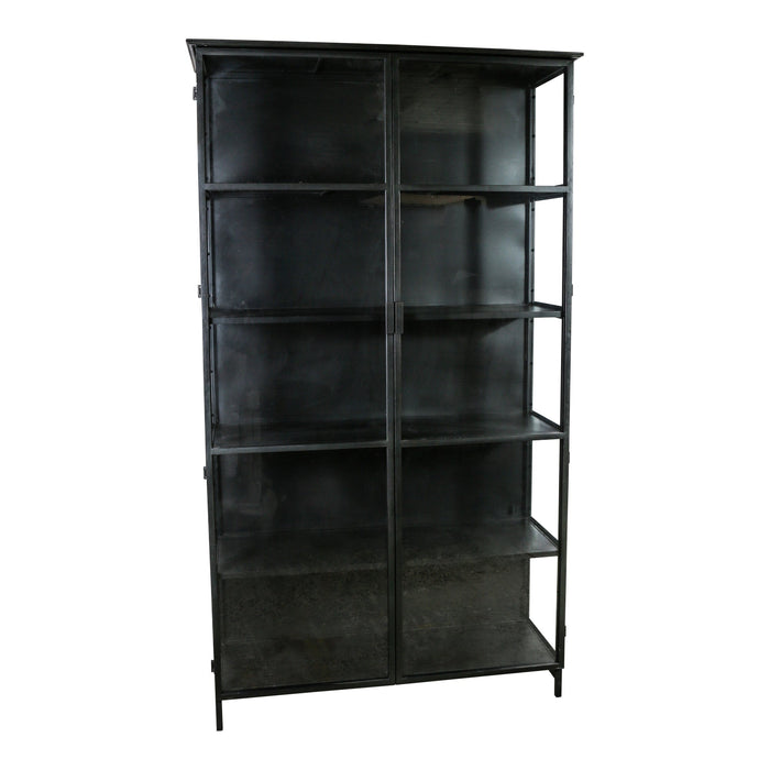 Opbergkast Kast Elina Glas Zwart-Opbergkasten-PTMD