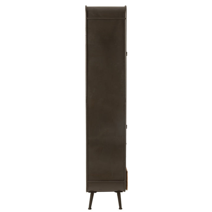 Opbergkast Kast Hoog Lades Fir Hout, Metaal Naturel 80x35x180 cm-Opbergkasten-J-Line