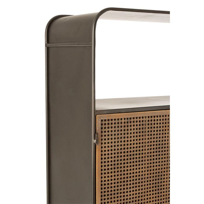 Opbergkast Kast Hoog Lades Fir Hout, Metaal Naturel 80x35x180 cm-Opbergkasten-J-Line