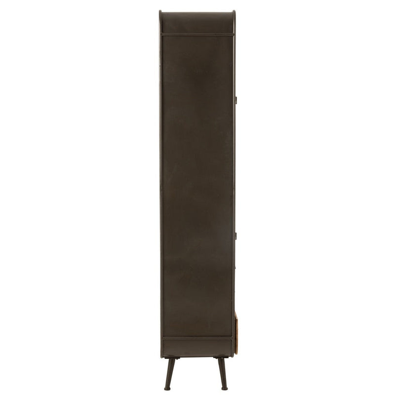 Opbergkast Kast Hoog Lades Fir Hout, Metaal Naturel 80x35x180 cm-Opbergkasten-J-Line